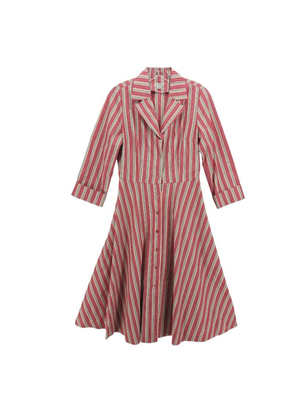 J. PETERMAN Shirt Dress 100% Cotton Striped Fit & Flare Midi Size 4